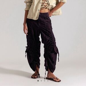Free People Ruched Cargo Harem Pants - Plum